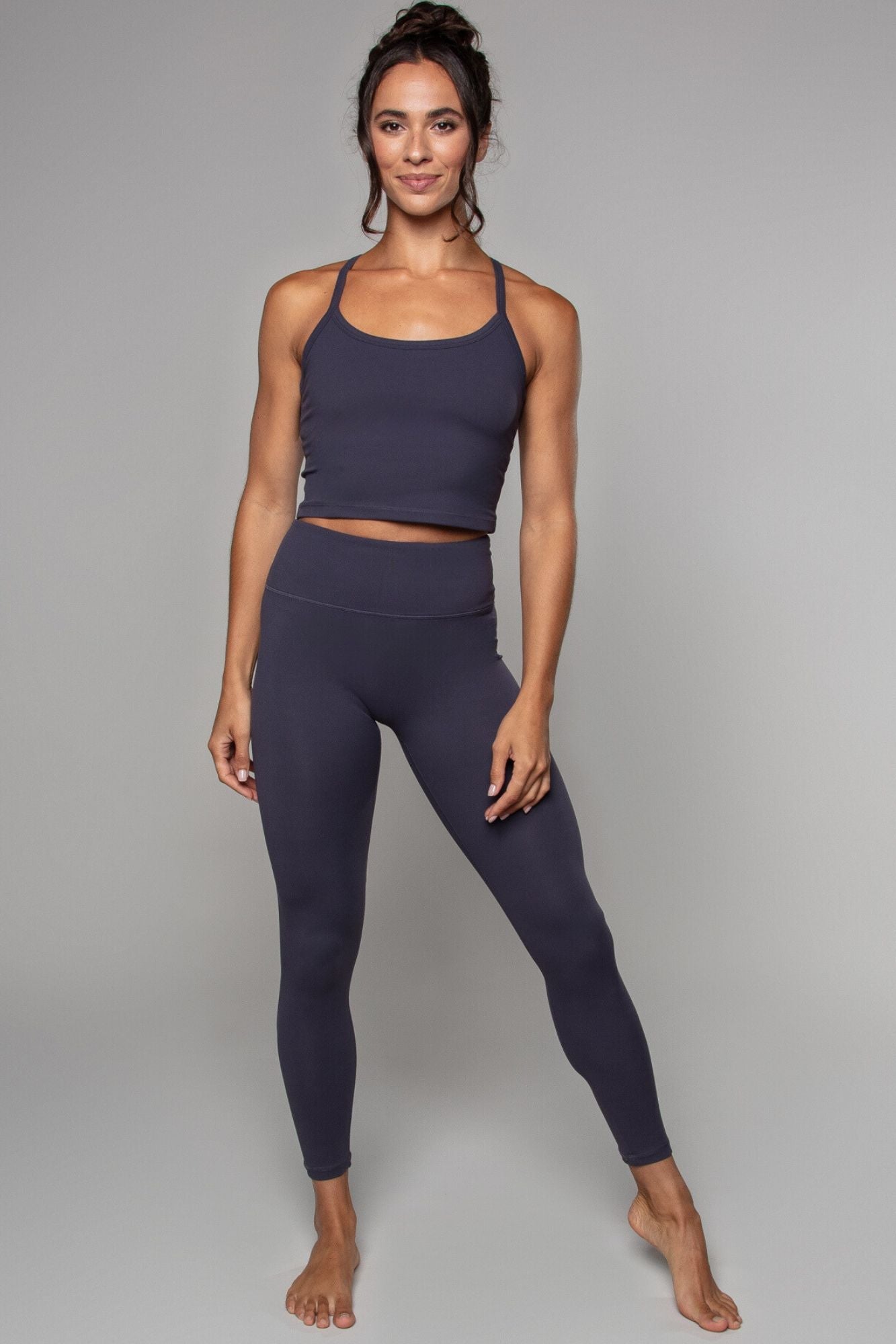 Legging sans coutures taille haute 7/8 coloris graphite