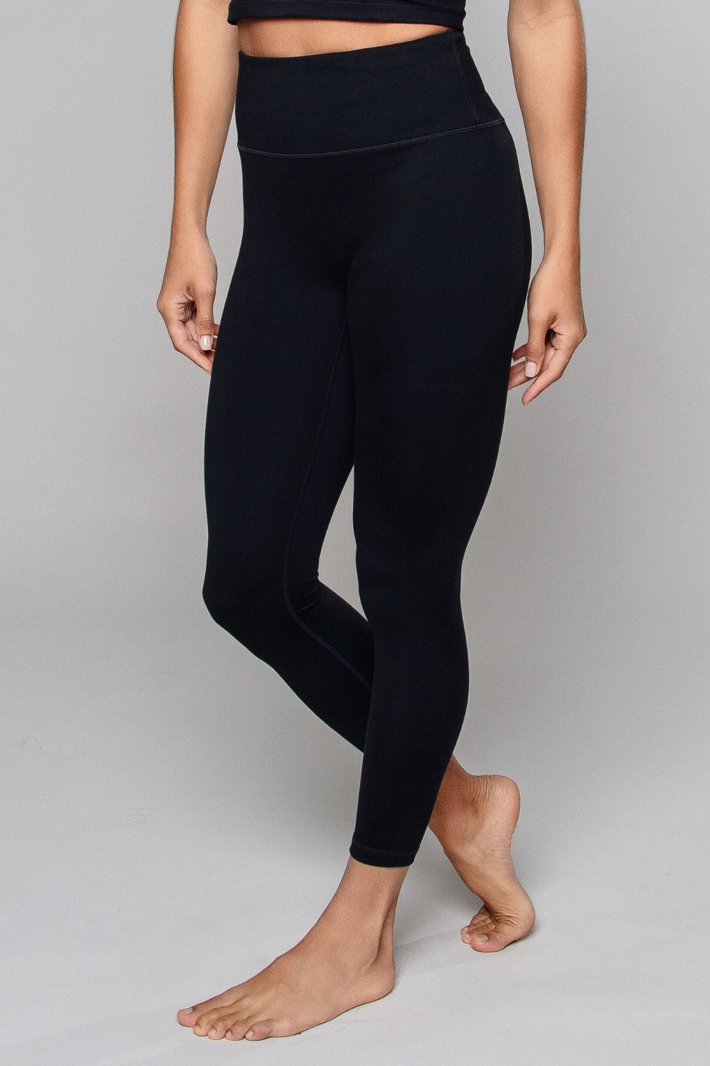 Legging noir taille haute sans coutures 7/8