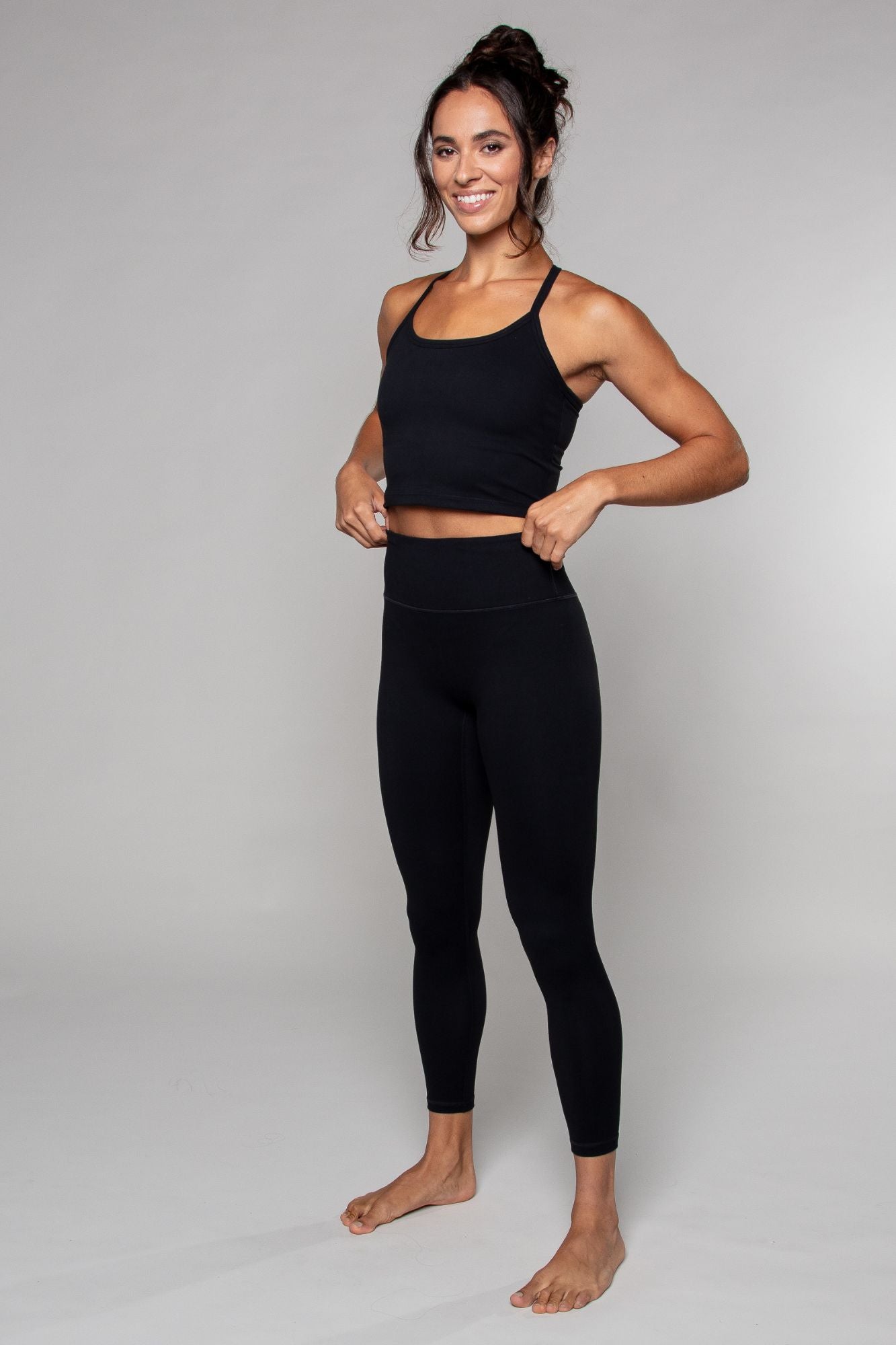 Legging noir taille haute sans coutures 7/8