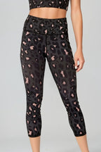 Legging 7/8 taille haute imprimé léopard rose poudré