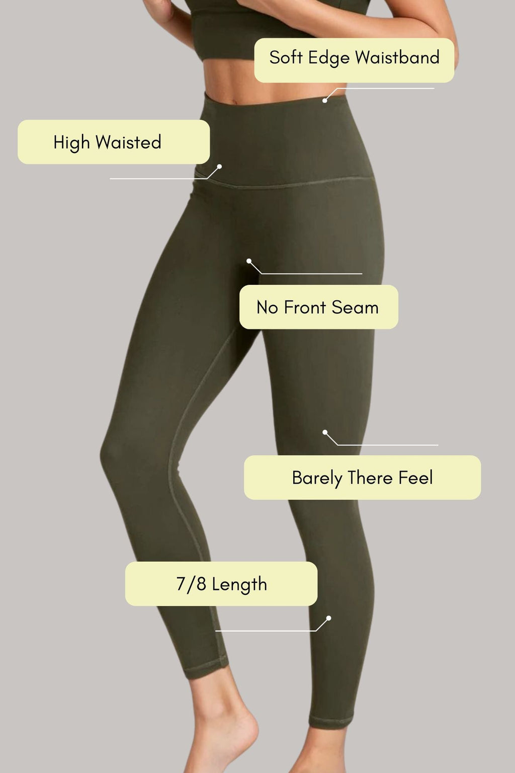 Legging 7/8 sans couture - Olive