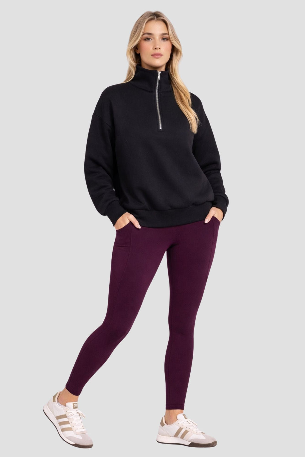 Legging pleine longueur Side Pocket Cerise noire