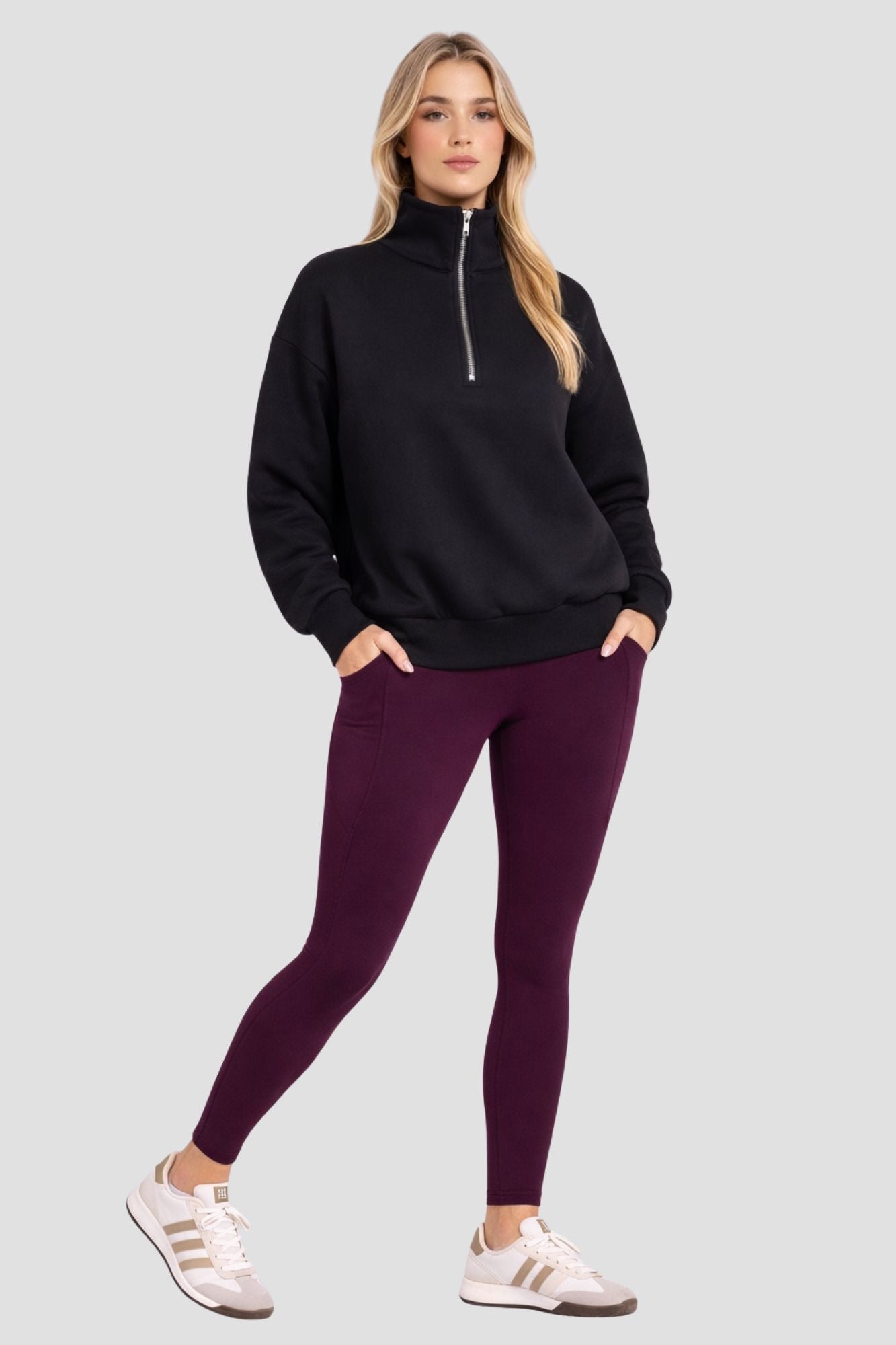 Legging pleine longueur Side Pocket Cerise noire