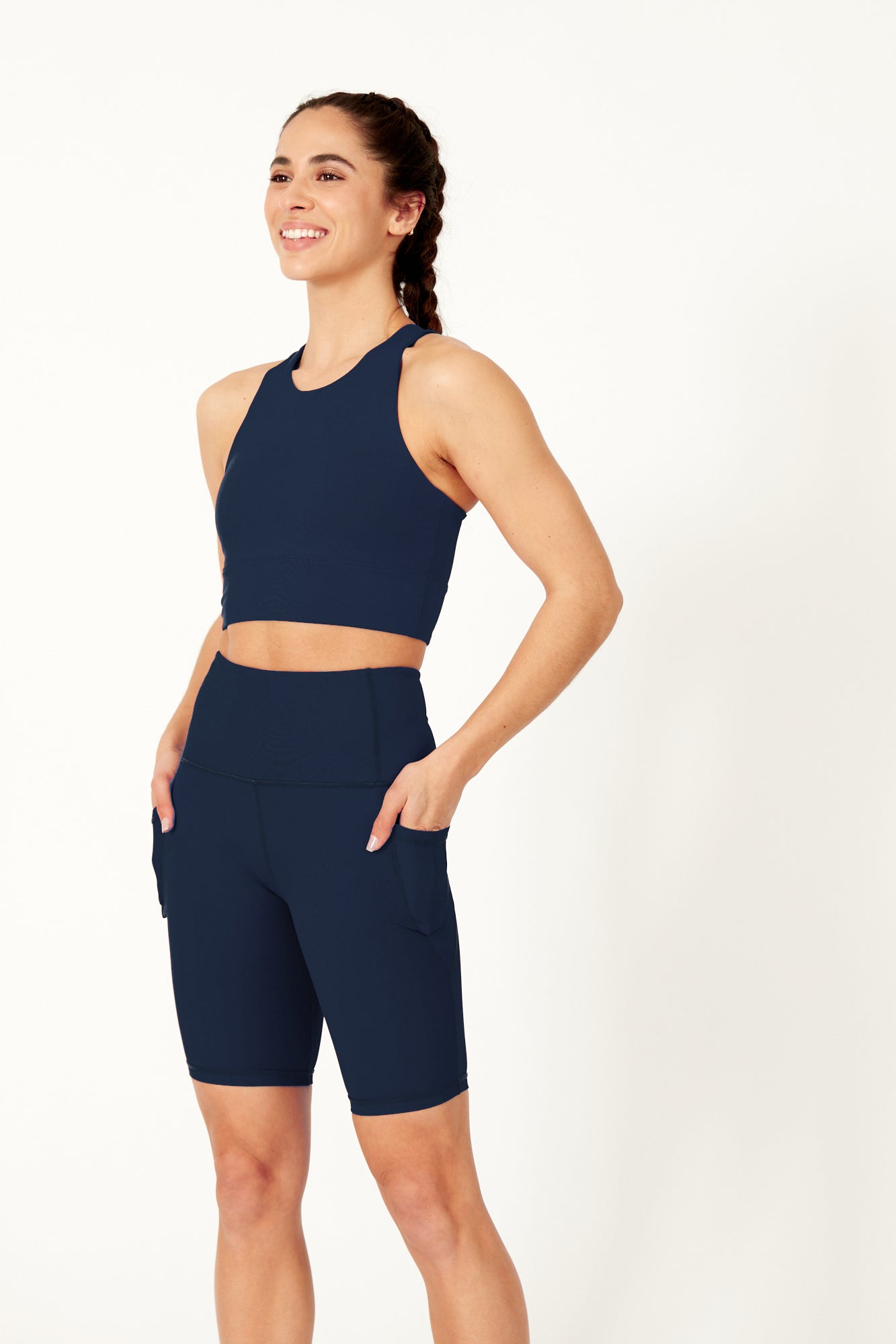 Short de cyclisme sculptant bleu marine