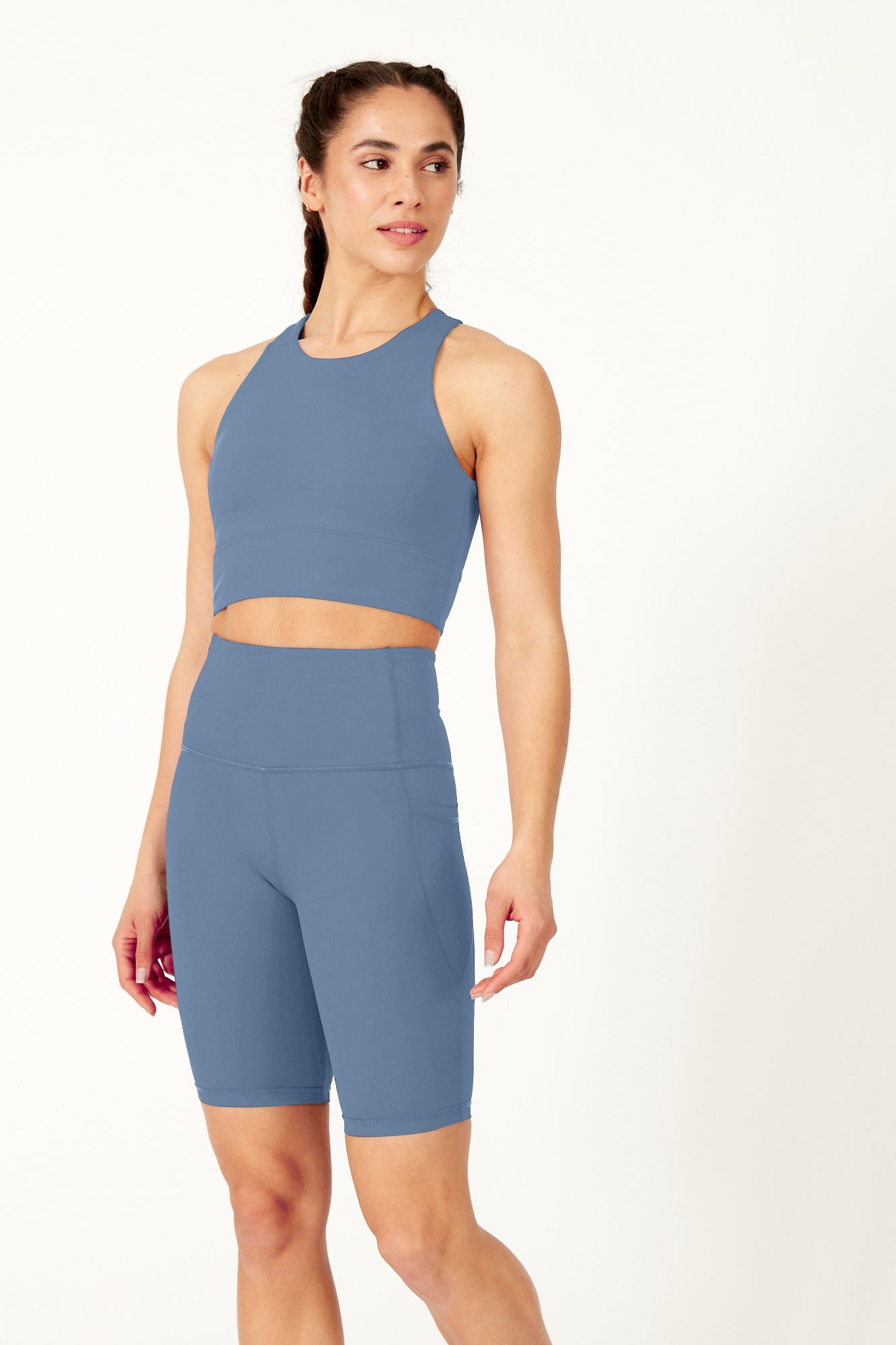 Short cycliste en jean sculptant