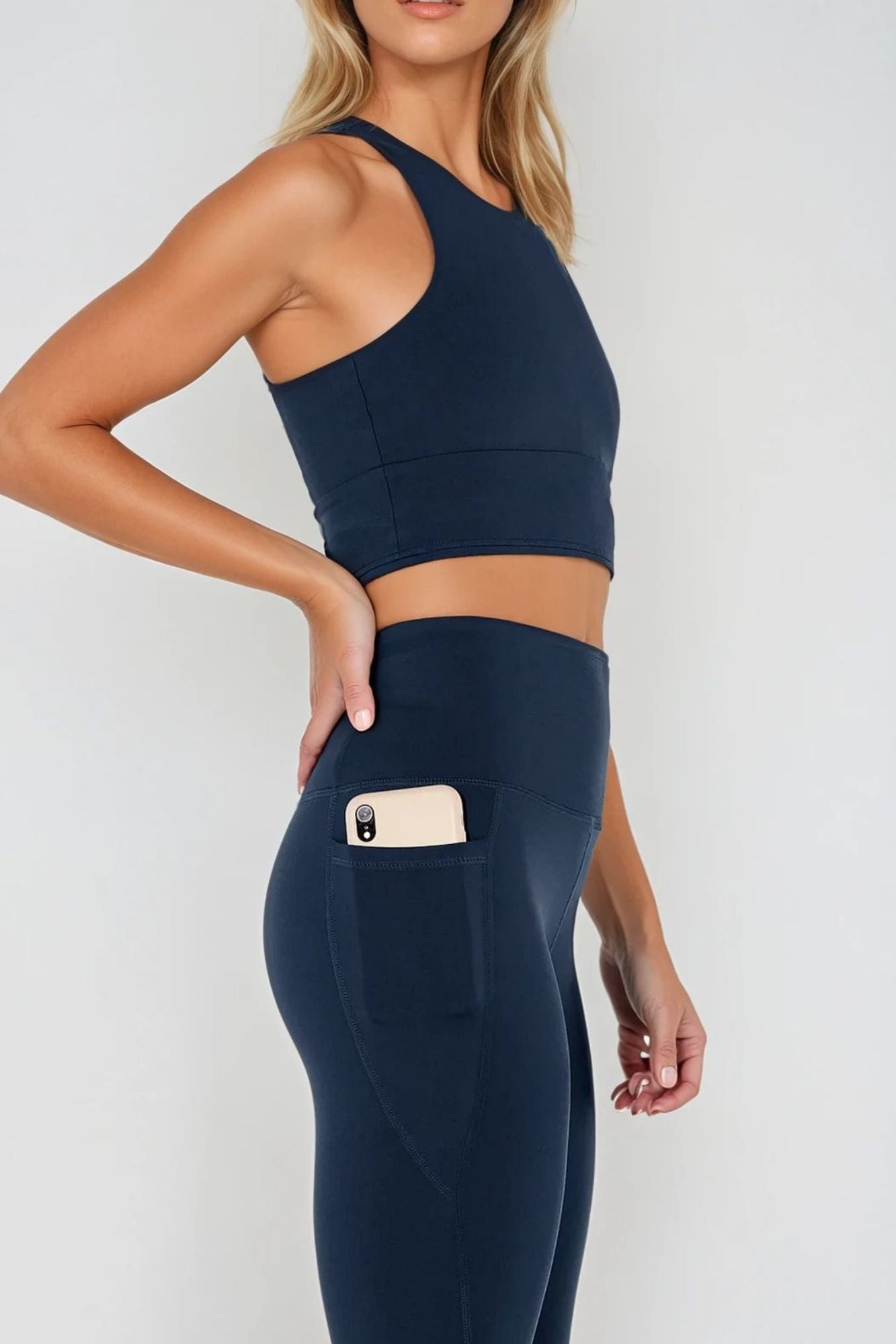 Legging gainant taille haute à poches pleine longueur