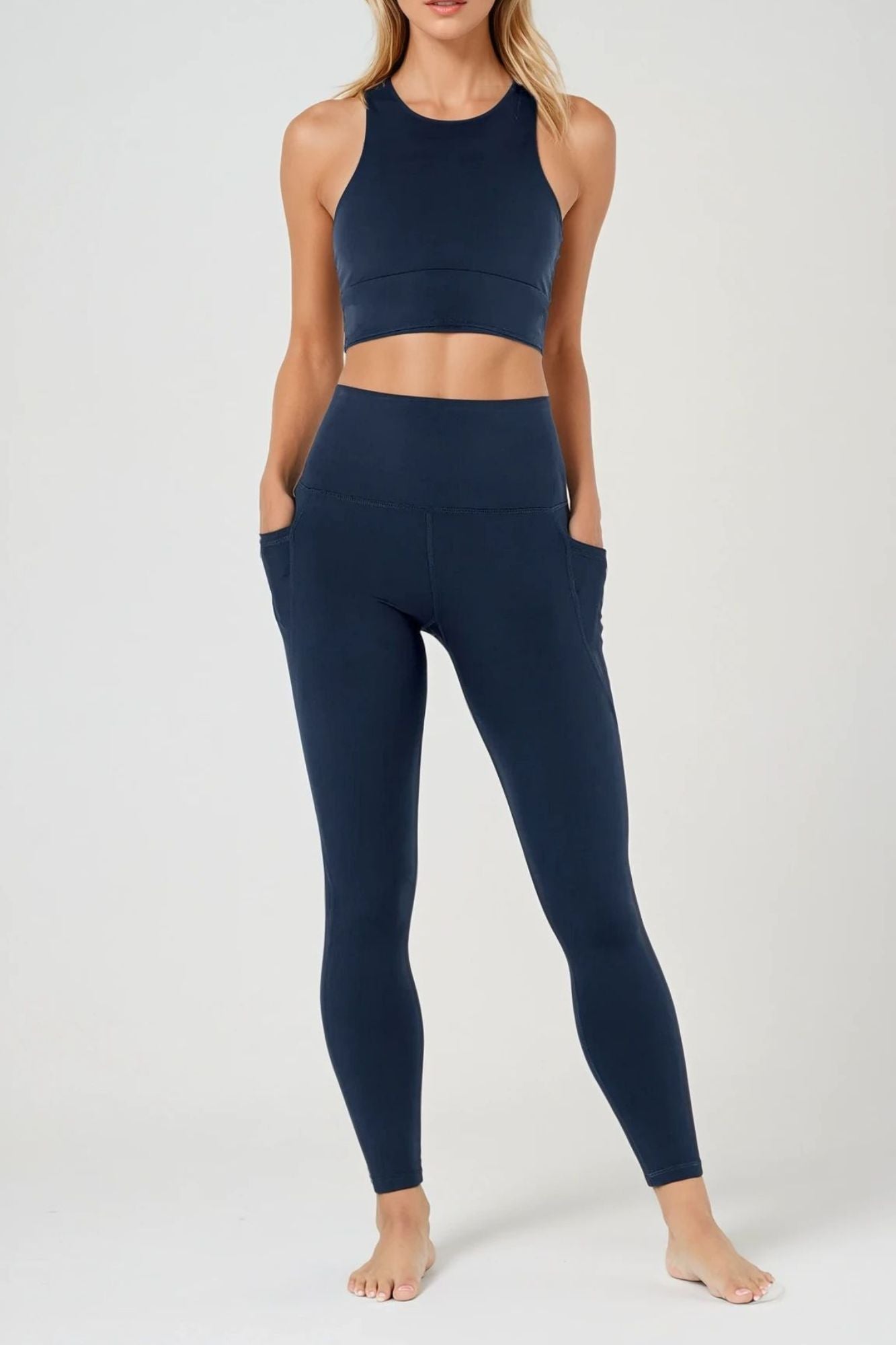 Legging gainant taille haute à poches pleine longueur