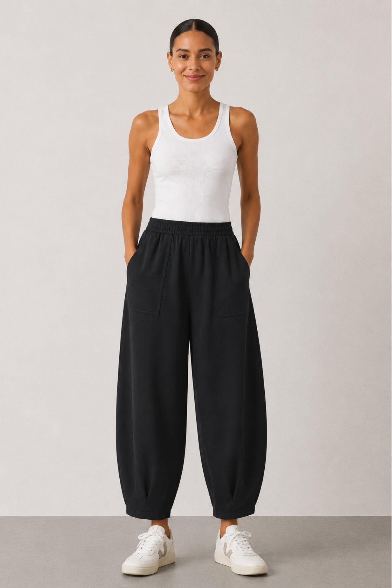 Sloane Pantalon décontracté jambe tonneau noir