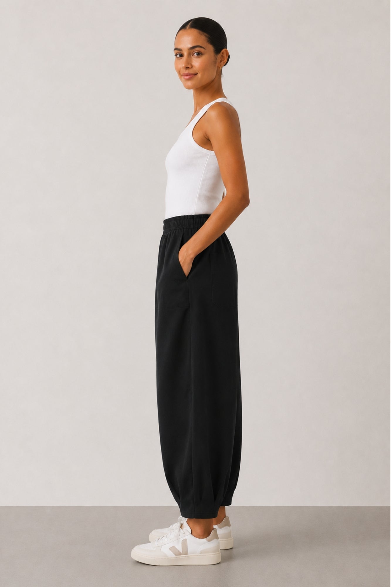 Sloane Pantalon décontracté jambe tonneau noir
