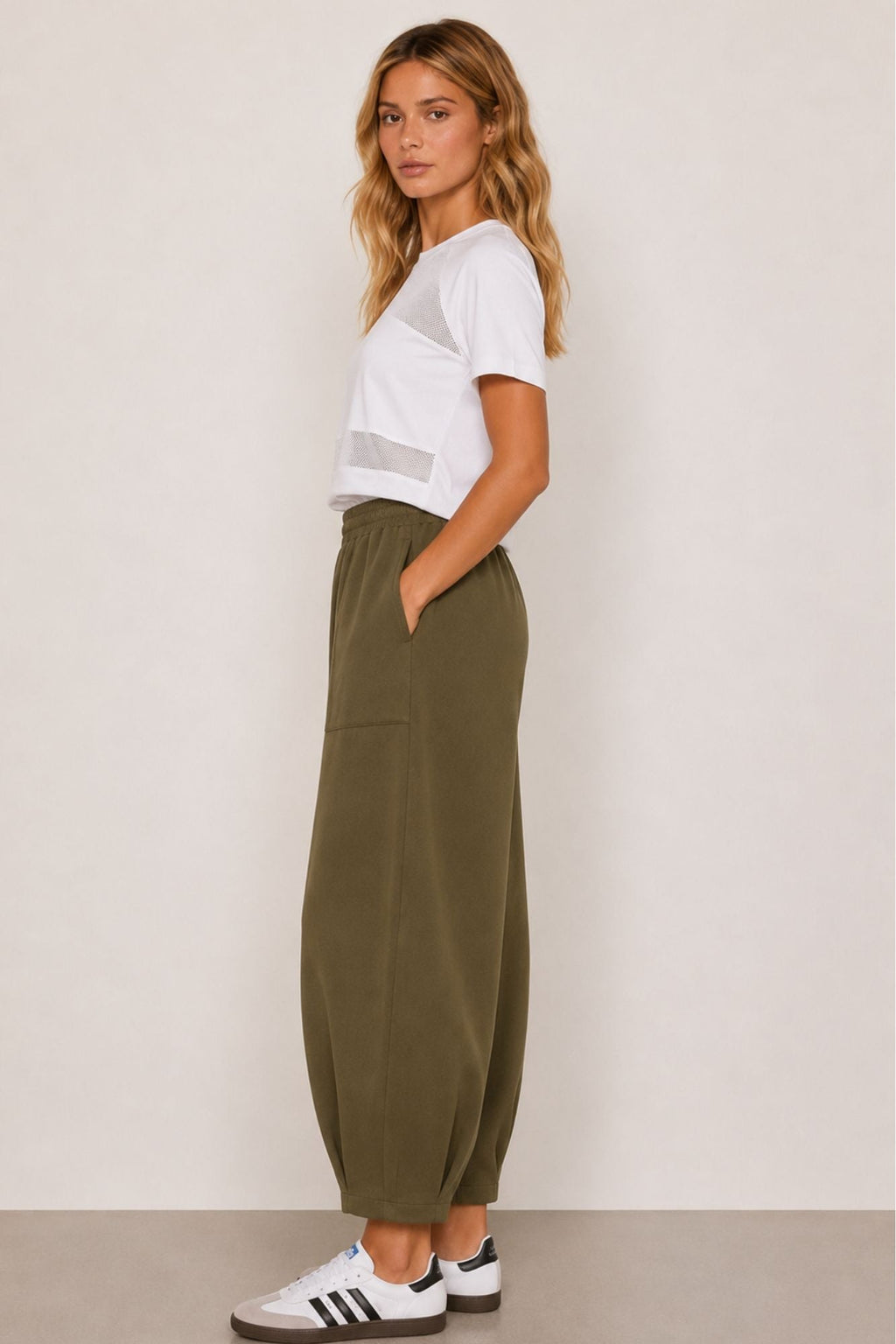 Sloane Pantalon ample coupe tonneau Olive
