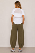 Sloane Pantalon ample coupe tonneau Olive