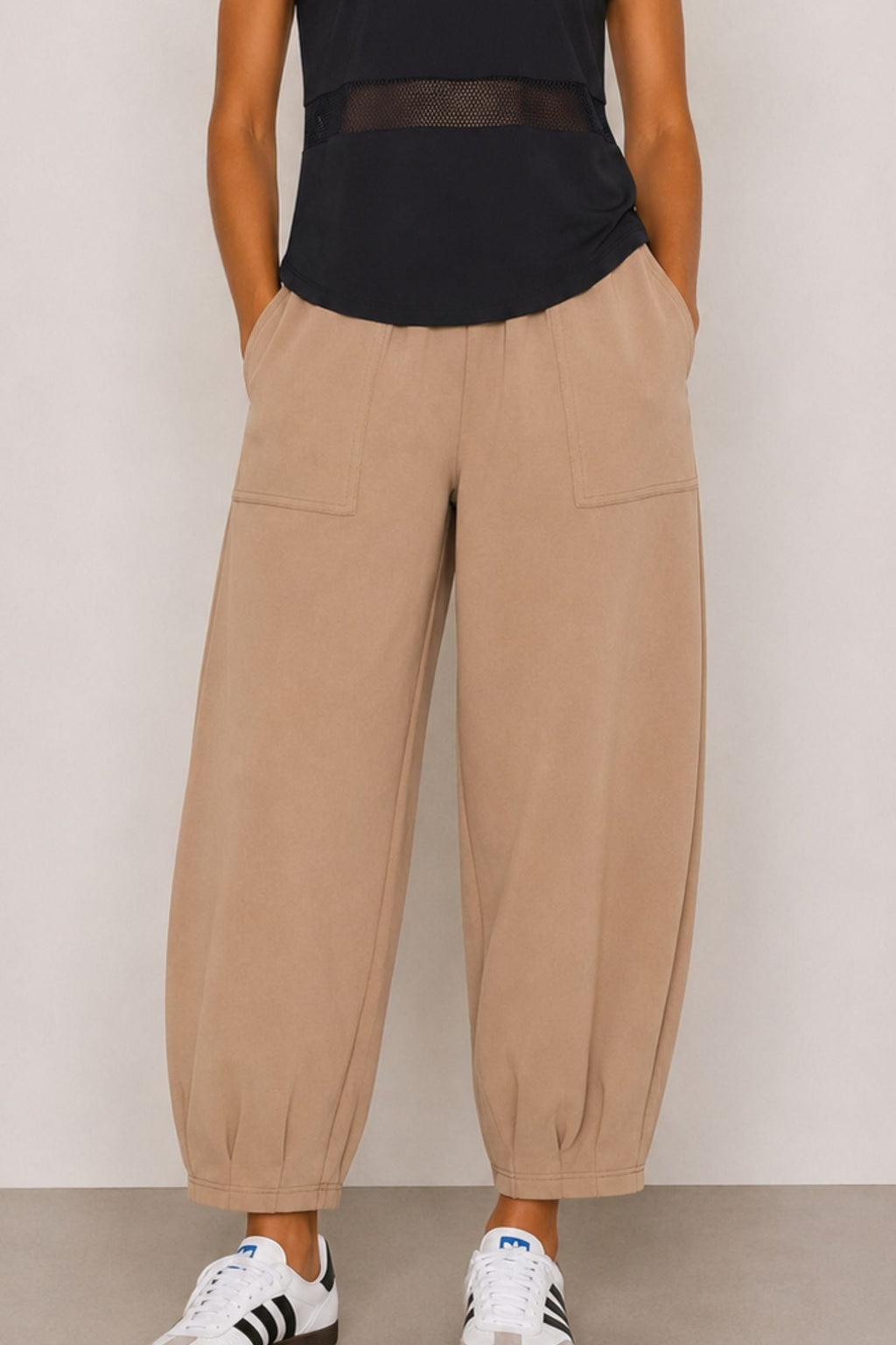 Pantalon Sloane coupe décontractée jambe tonneau sable