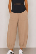 Pantalon Sloane coupe décontractée jambe tonneau sable