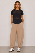 Pantalon Sloane coupe décontractée jambe tonneau sable