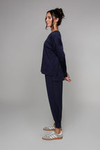 Pantalon de survêtement resserré aux chevilles bleu marine