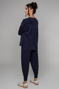 Pantalon de survêtement resserré aux chevilles bleu marine