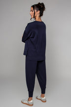 Pantalon de survêtement resserré aux chevilles bleu marine