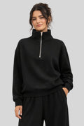 Sweat-shirt demi-zip noir