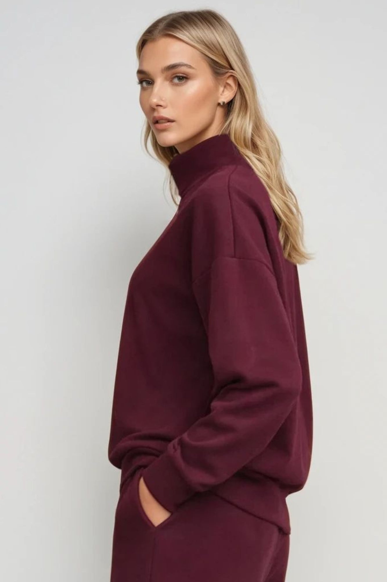 Sweat-shirt demi-zippé Cerise Noire