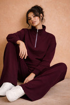 Sweat-shirt demi-zippé Cerise Noire