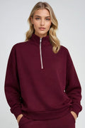 Sweat-shirt demi-zippé Cerise Noire