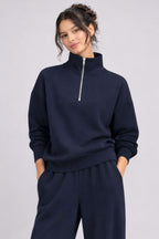 Sweat-shirt demi-zip bleu marine profond