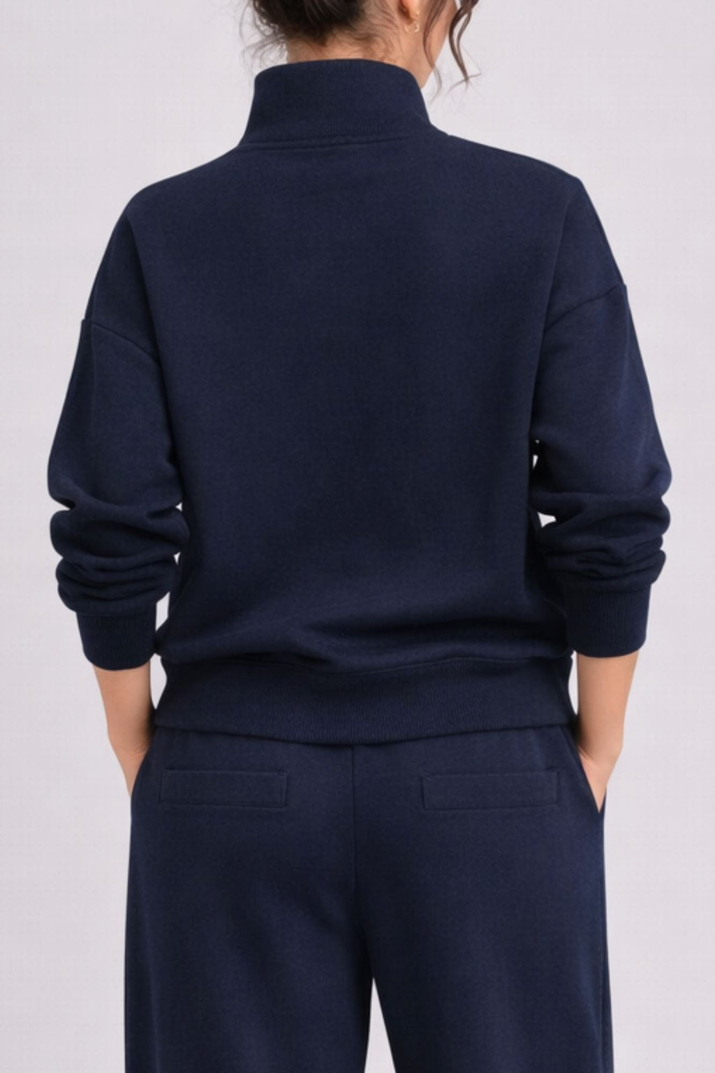 Sweat-shirt demi-zip bleu marine profond
