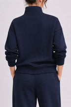 Sweat-shirt demi-zip bleu marine profond