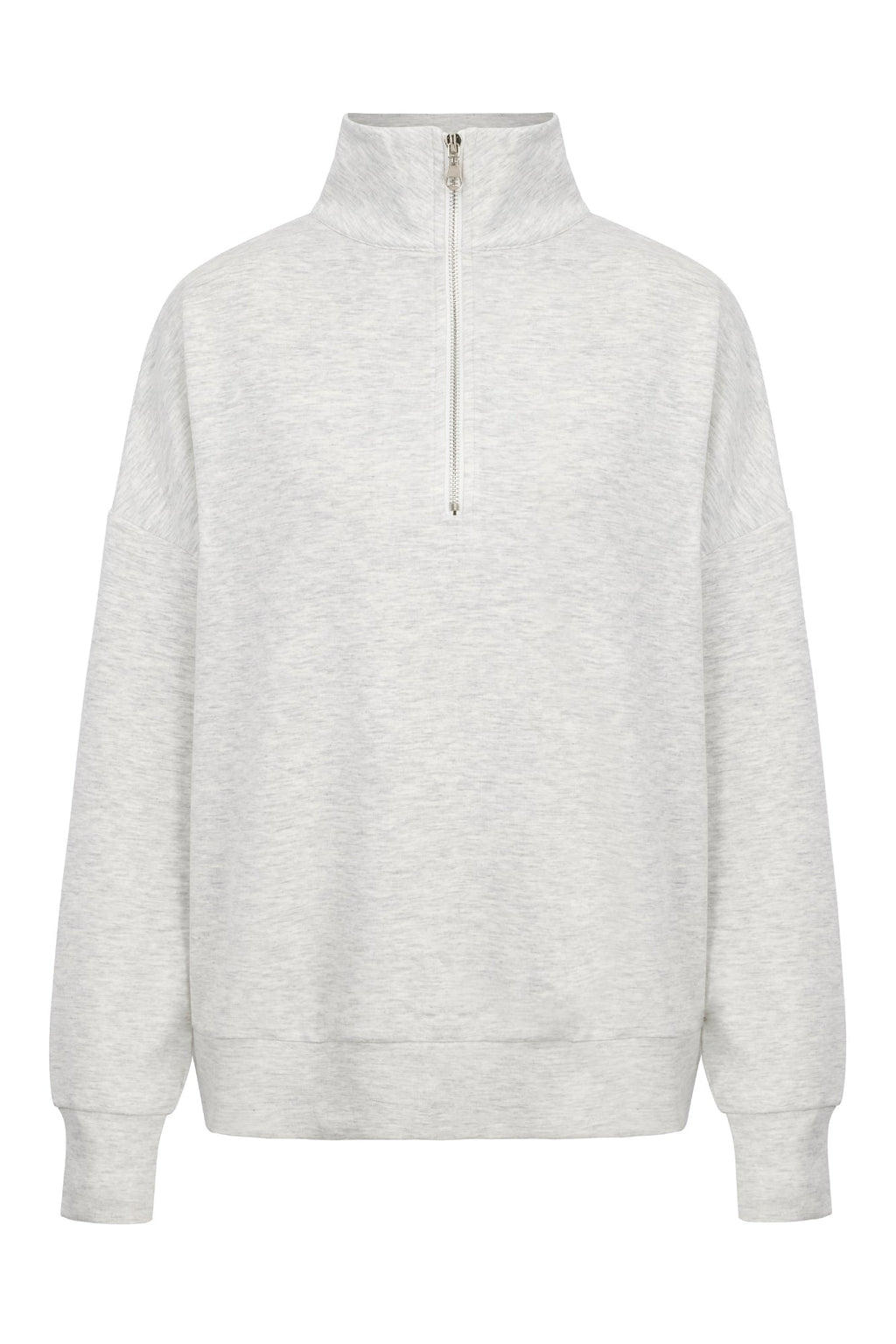 Sweat-shirt Zippé Col Montant Chiné