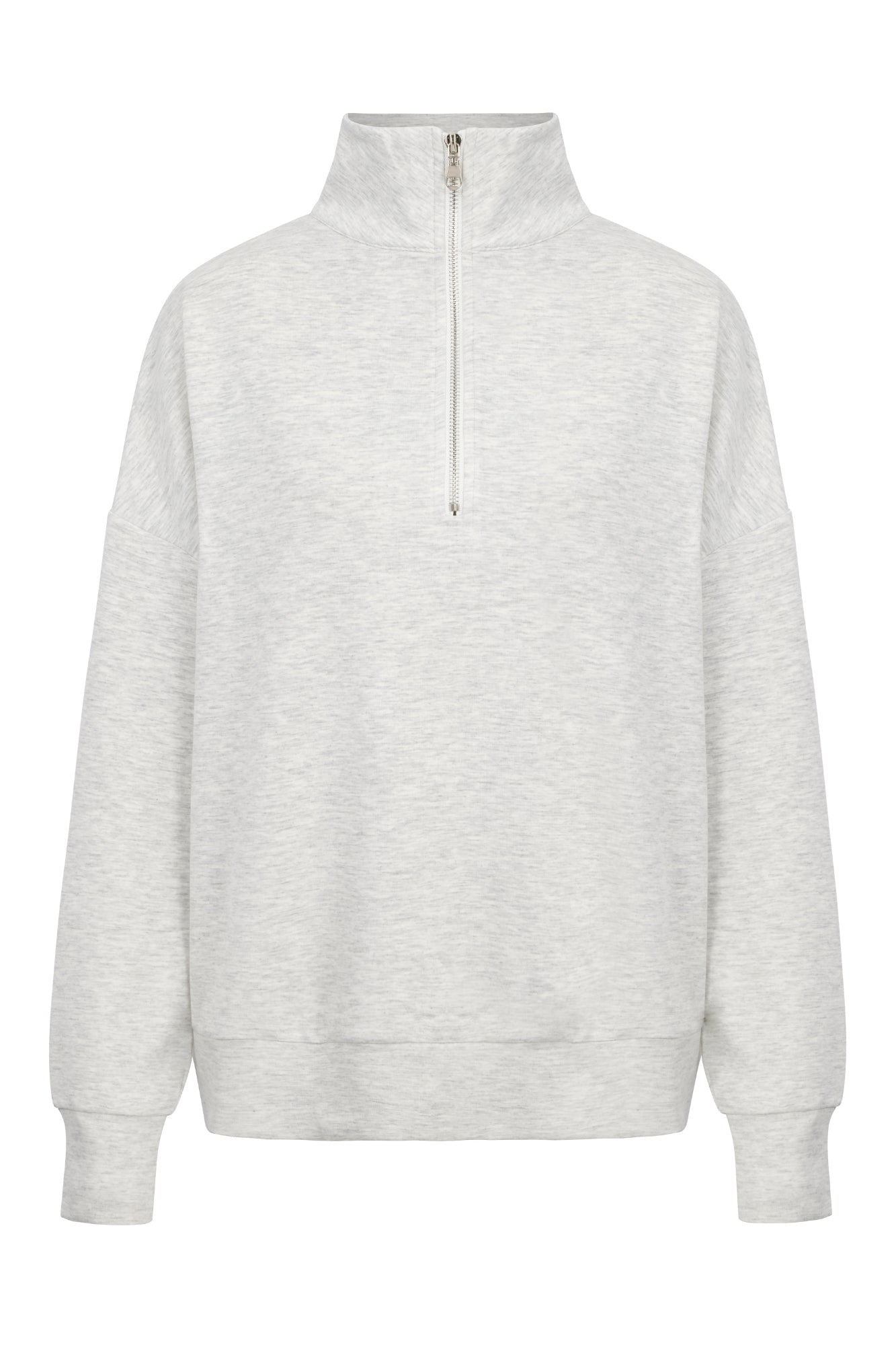 Sweat-shirt Zippé Col Montant Chiné