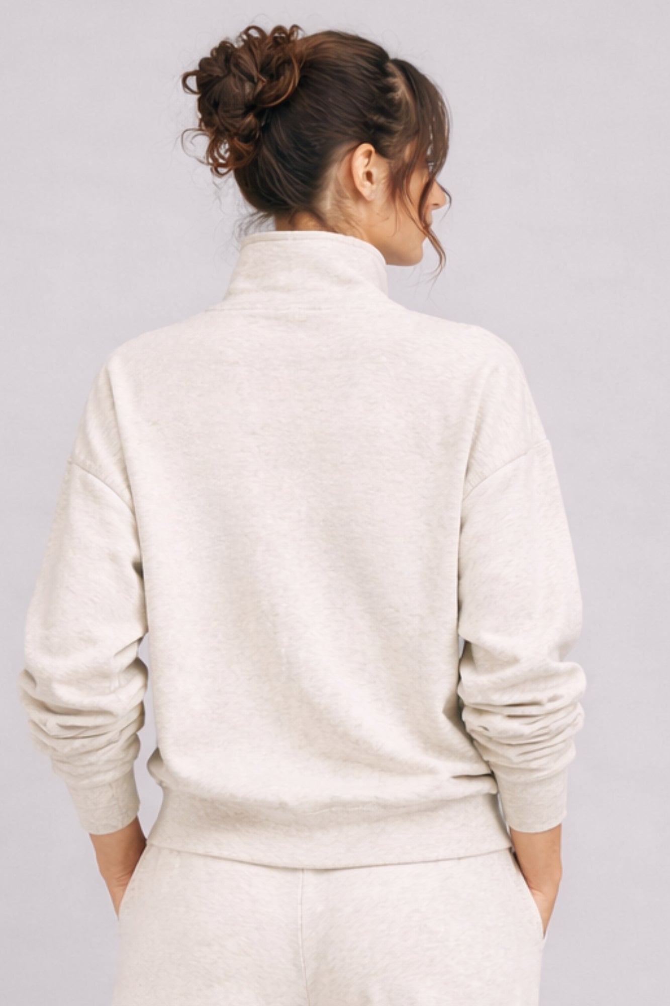 Sweat-shirt Zippé Col Montant Chiné