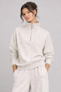 Sweat-shirt Zippé Col Montant Chiné