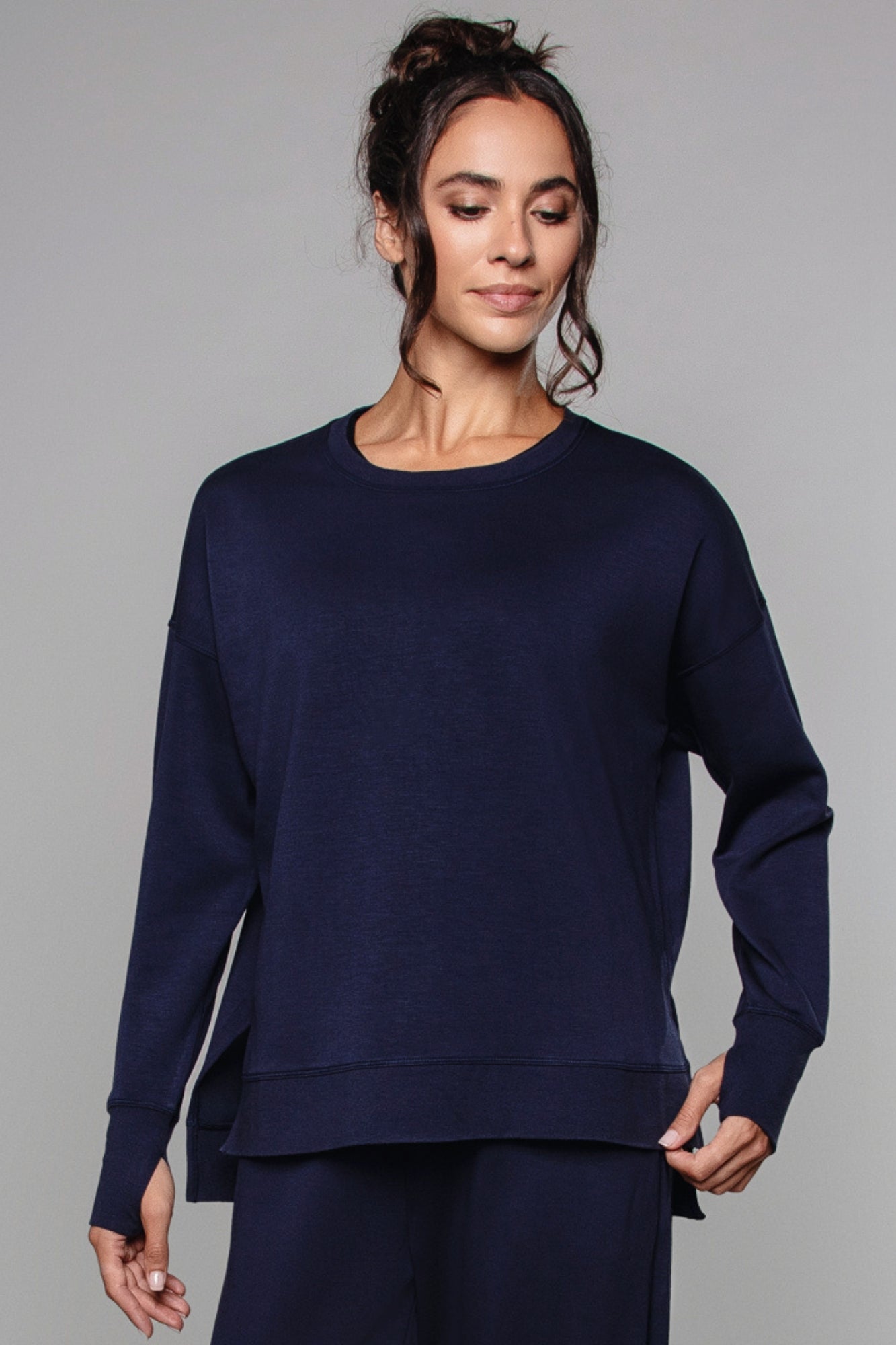 Sweat-shirt long bleu marine