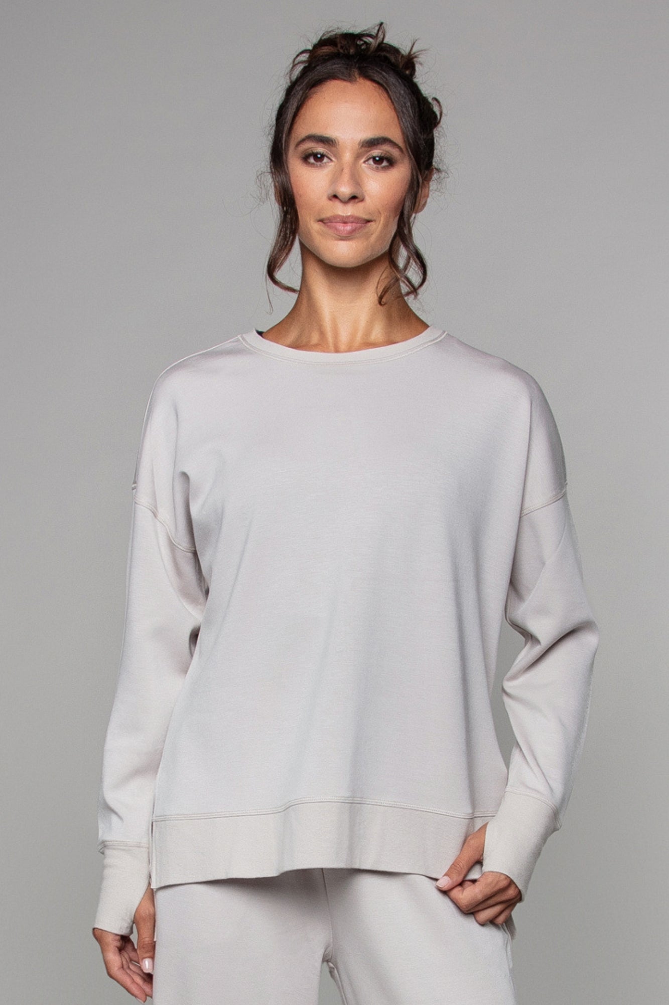 Sweat-shirt long coupe avoine