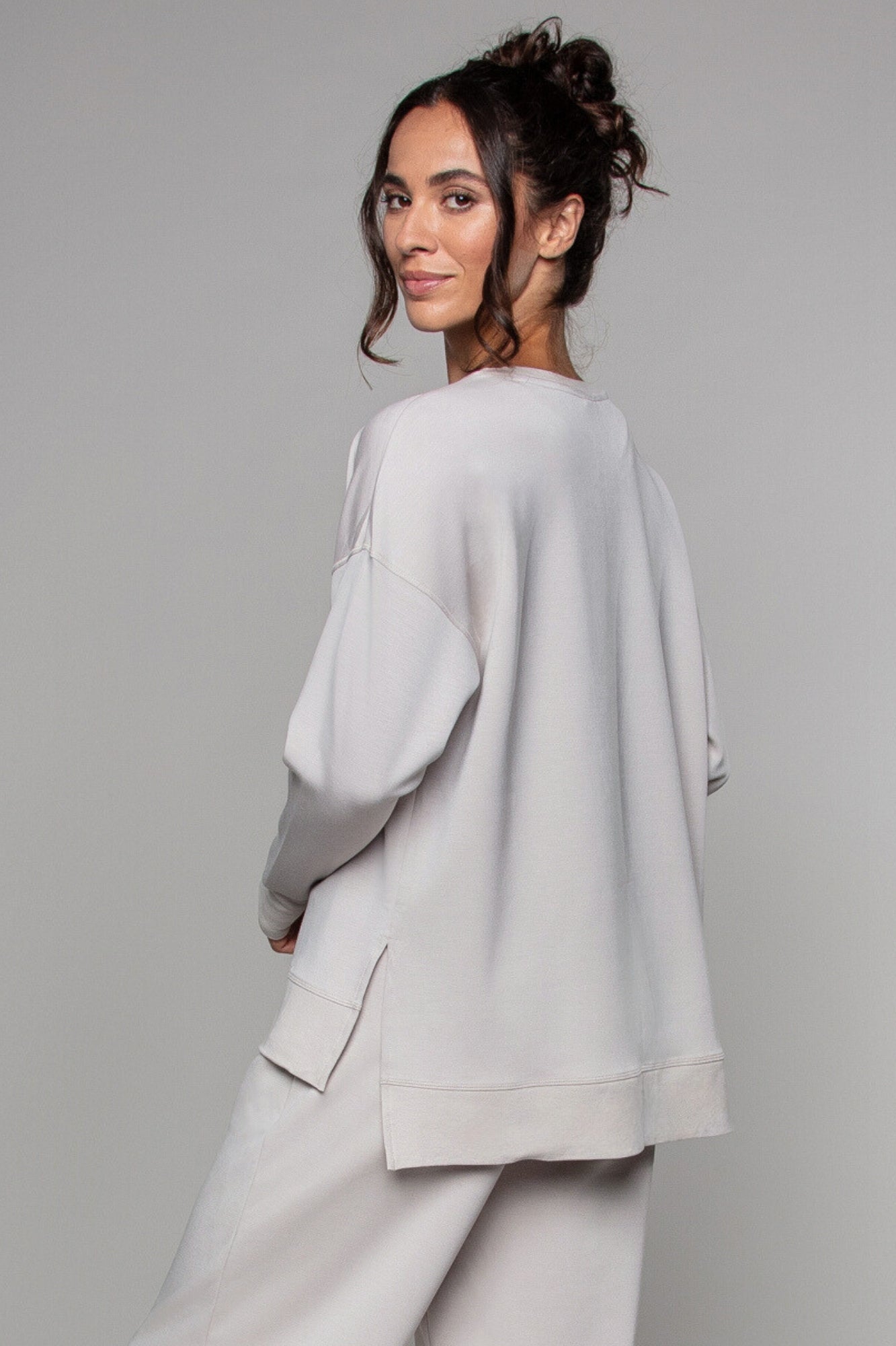 Sweat-shirt long coupe avoine