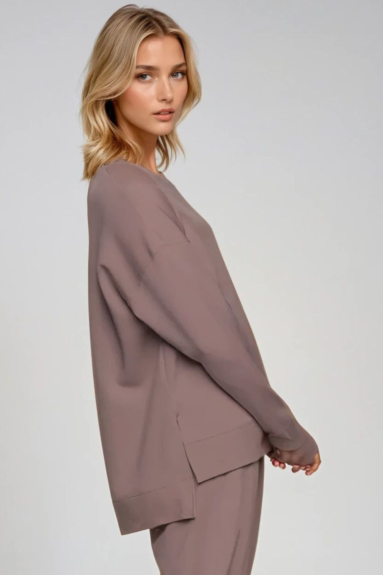 Sweat-shirt long taupe